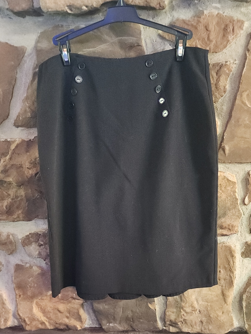 Bwear Black Button-Detail Pencil Skirt